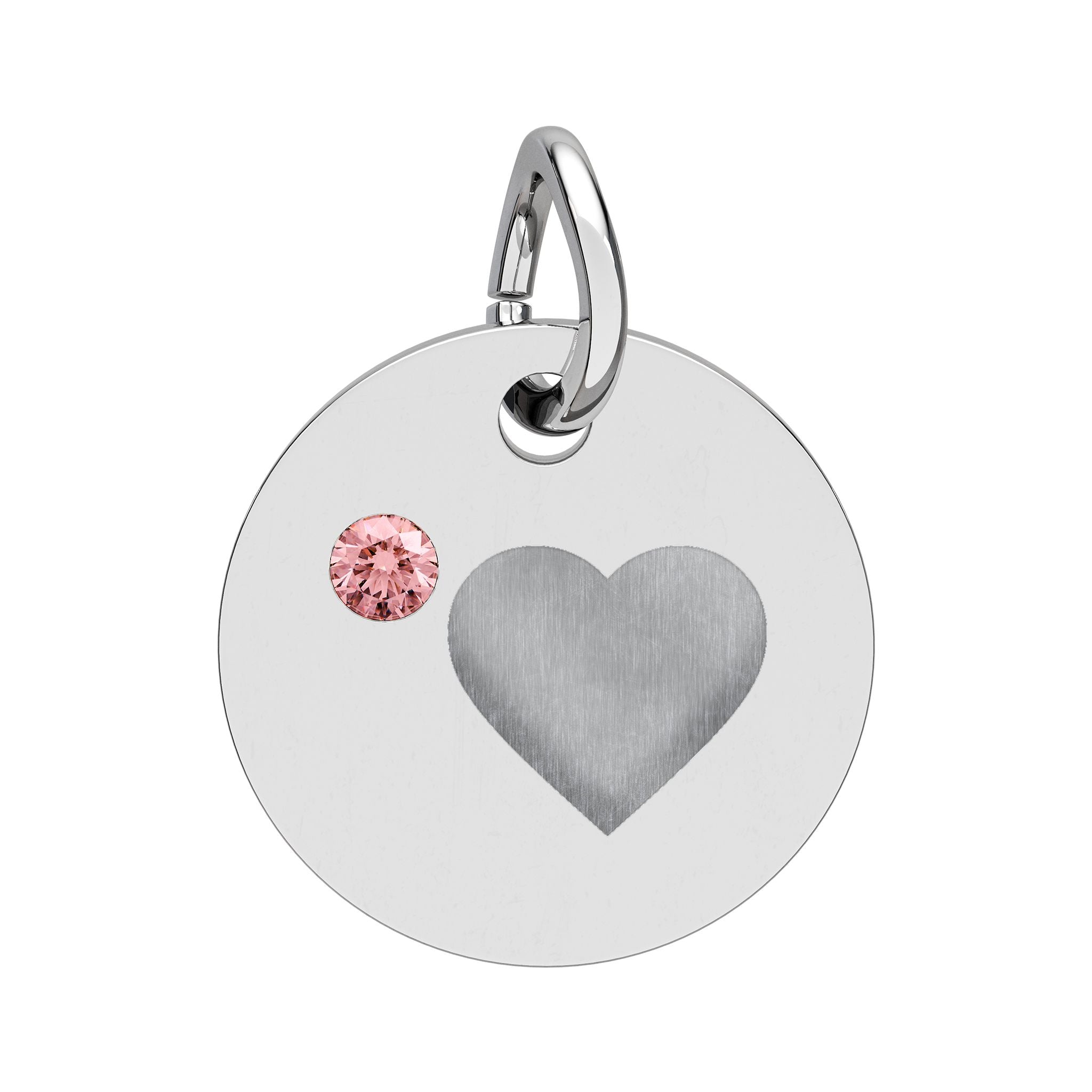 Engravable Birthstone Circle Charm — Personalized Heart Pendant