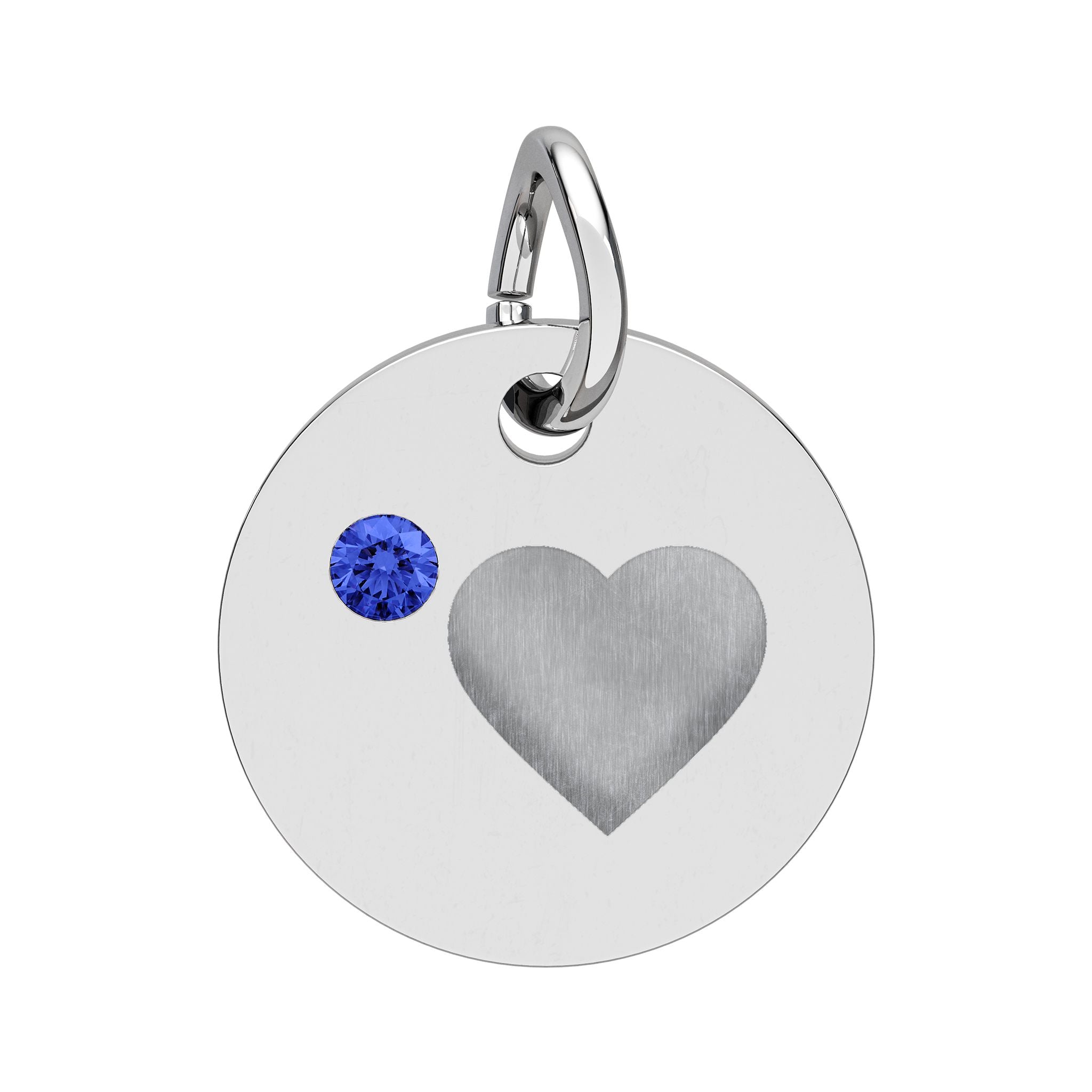 Engravable Birthstone Circle Charm — Personalized Heart Pendant