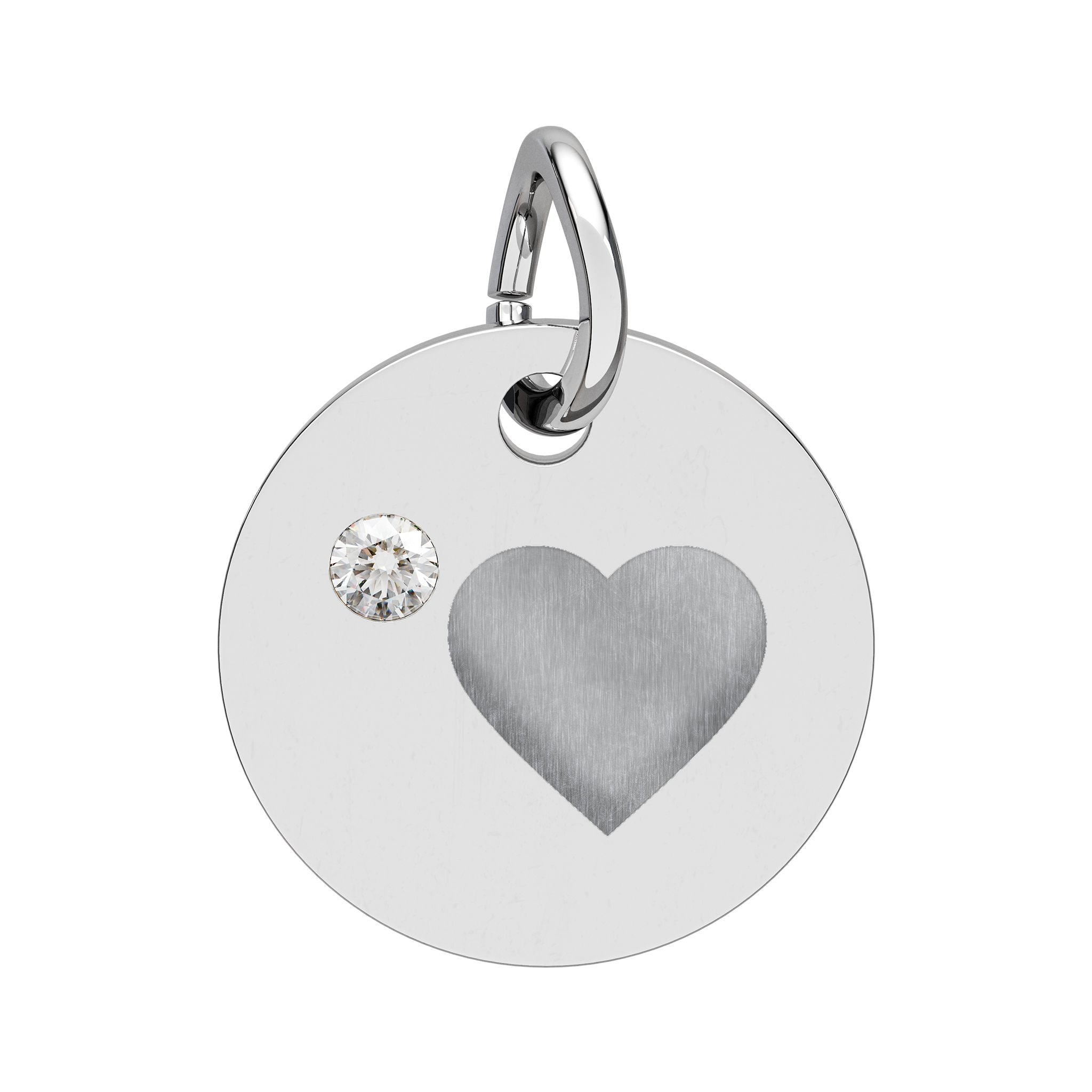 Engravable Birthstone Circle Charm — Personalized Heart Pendant