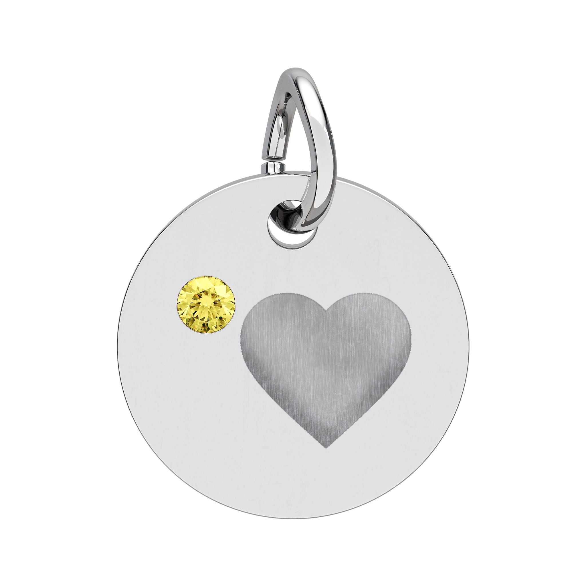 Engravable Birthstone Circle Charm — Personalized Heart Pendant