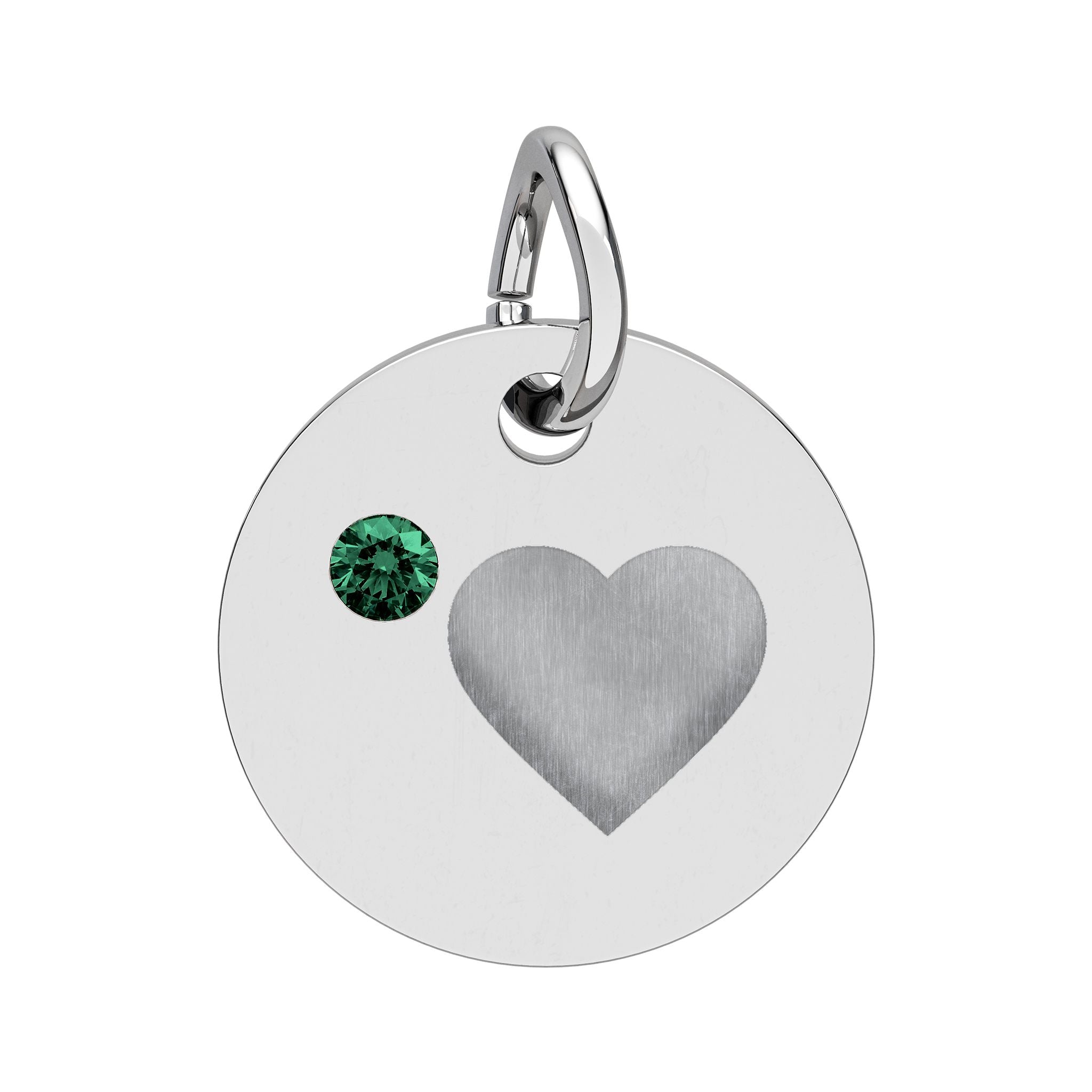Engravable Birthstone Circle Charm — Personalized Heart Pendant