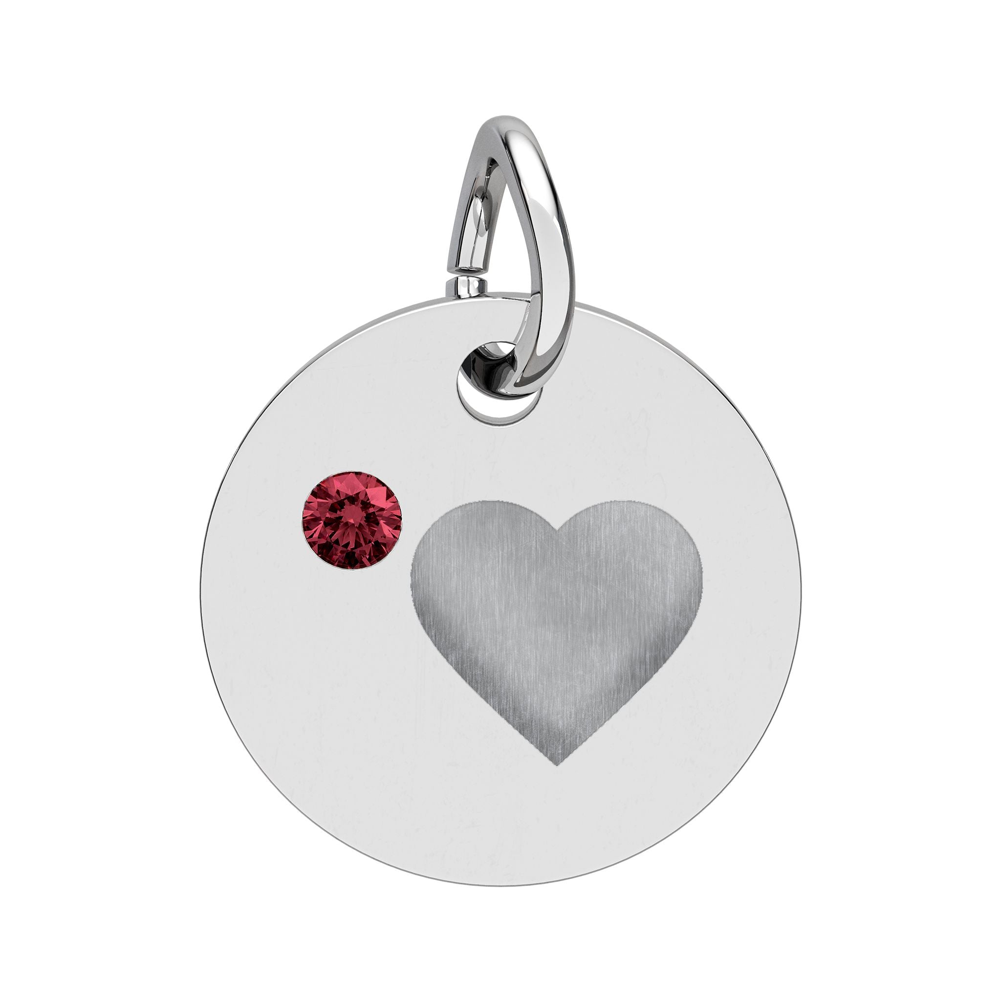 Engravable Birthstone Circle Charm — Personalized Heart Pendant