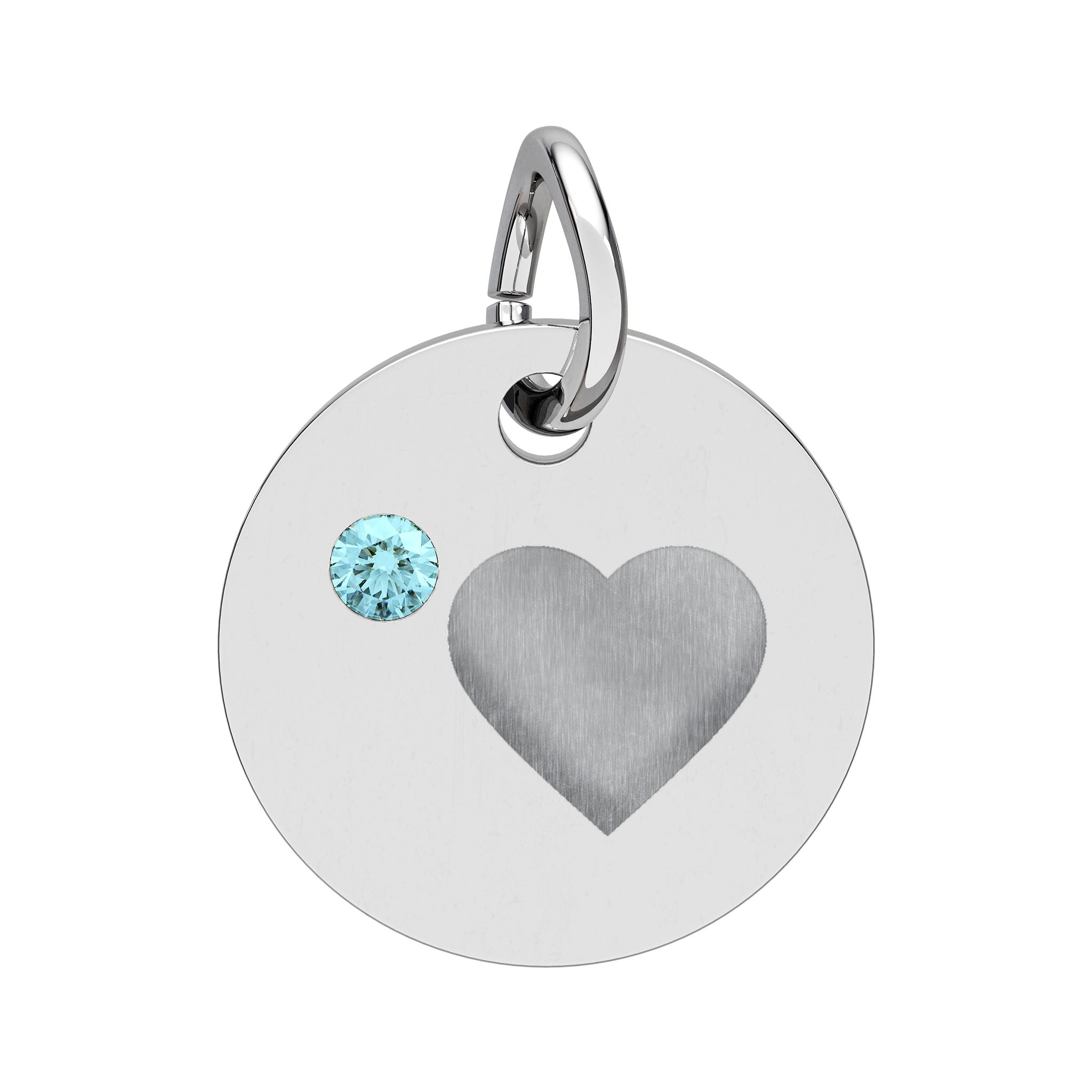 Engravable Birthstone Circle Charm — Personalized Heart Pendant