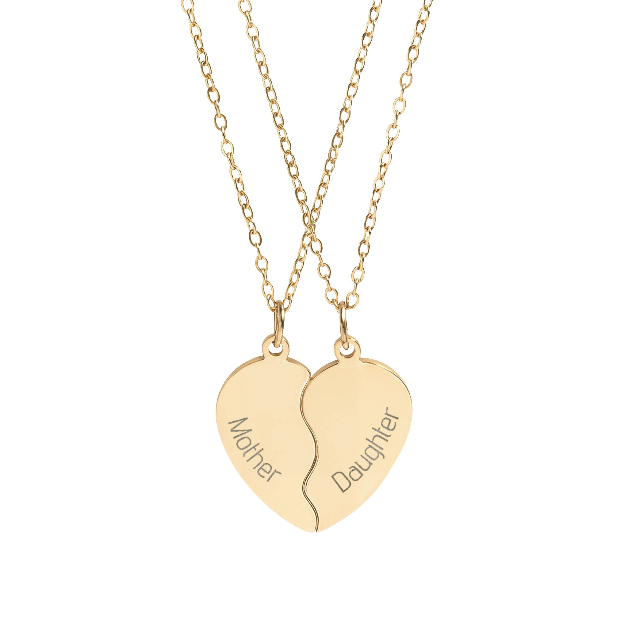 Mother & Daughter Break Apart Heart Necklace