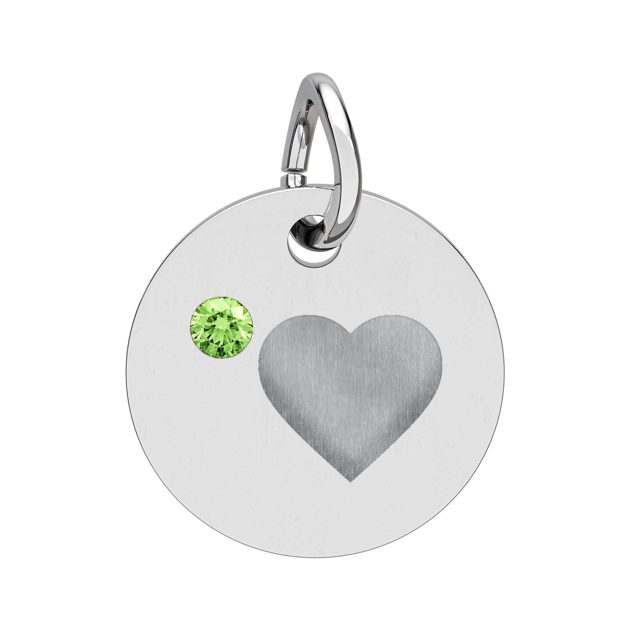 Engravable Birthstone Circle Charm — Personalized Heart Pendant