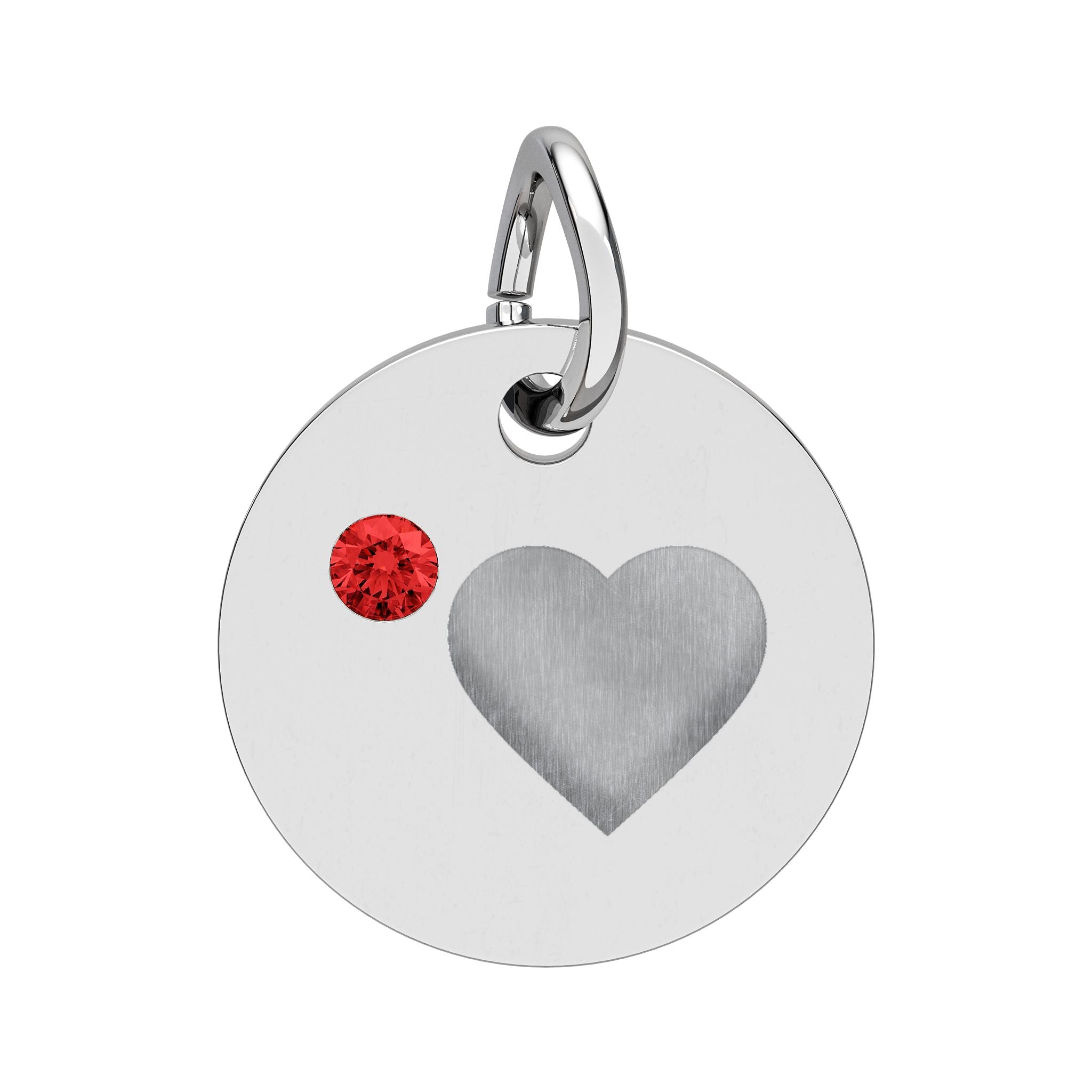 Engravable Birthstone Circle Charm — Personalized Heart Pendant