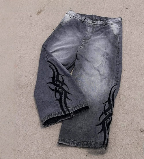 Vintage Washed Straight Leg Denim Pants for Men