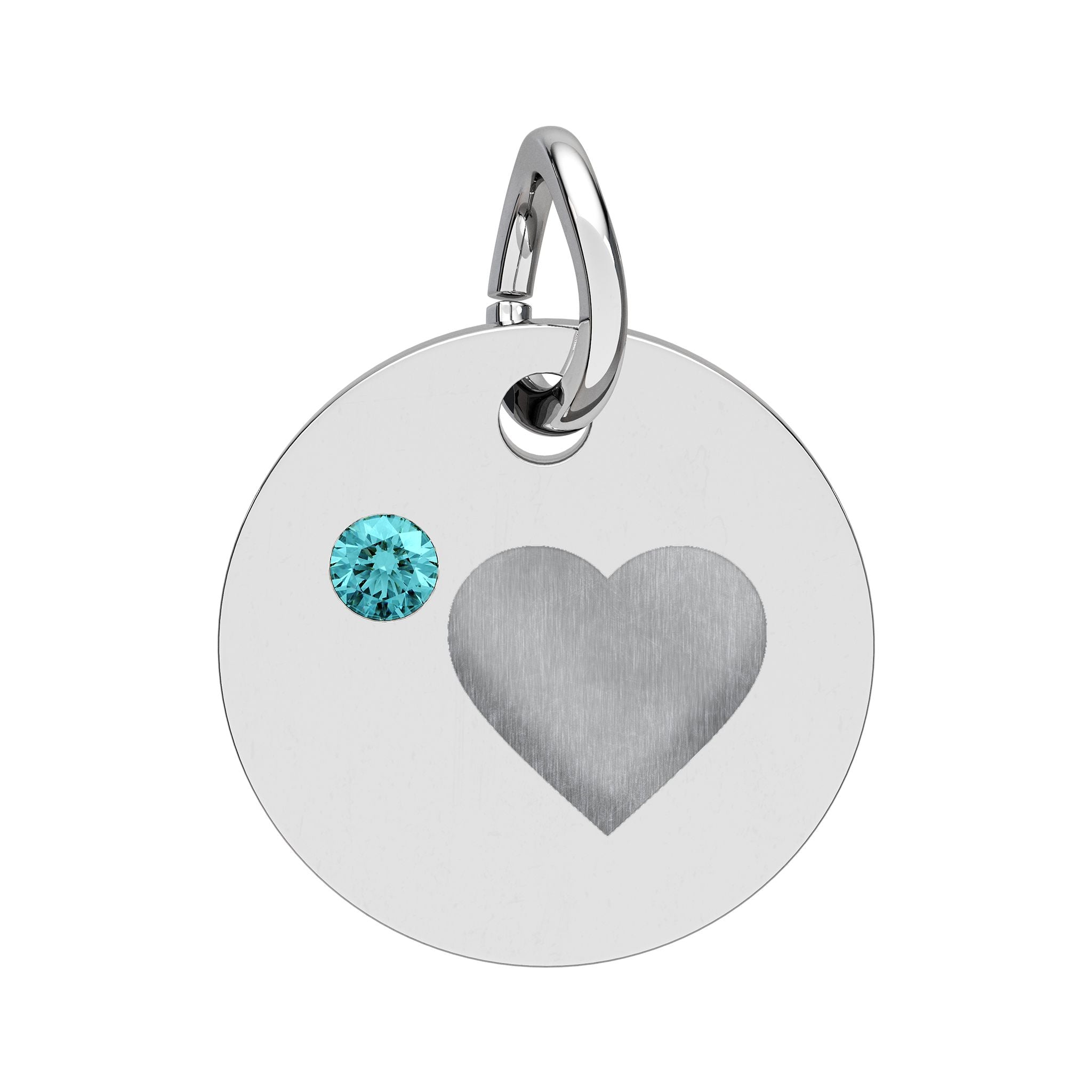 Engravable Birthstone Circle Charm — Personalized Heart Pendant
