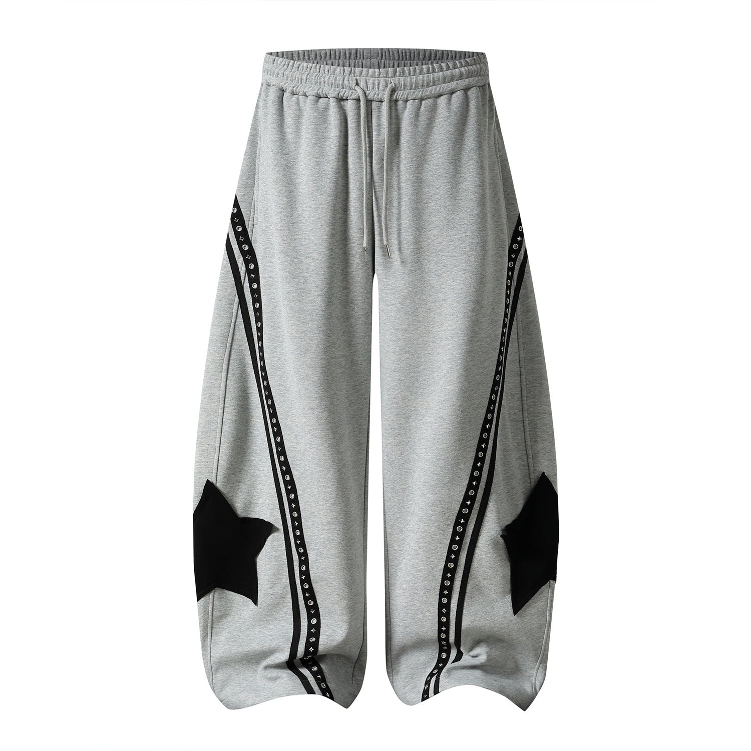 Retro Star Patch Drawstring Casual Pants