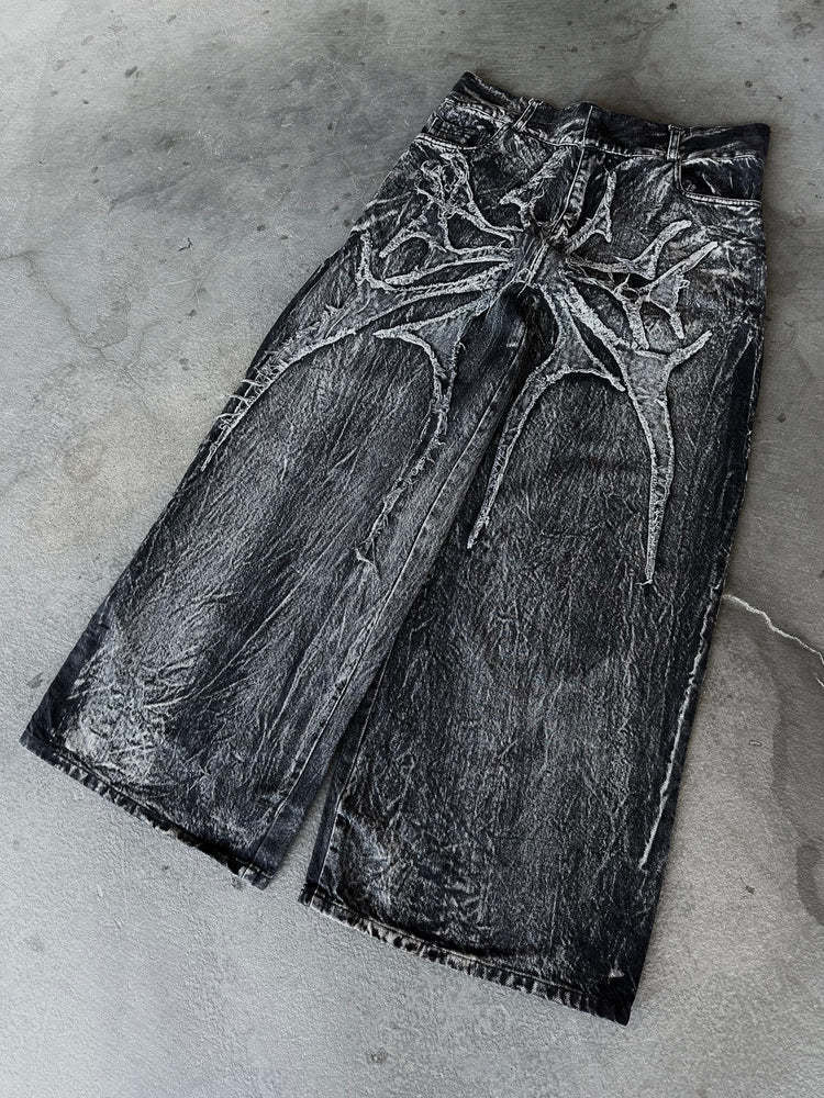 Vintage Washed Straight Leg Denim Pants for Men